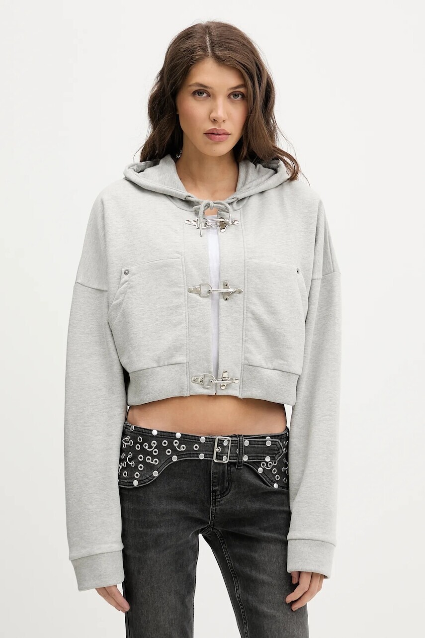 Mikina The Ragged Priest šedá farba, s kapucňou, melanžová, RPAW251087JS