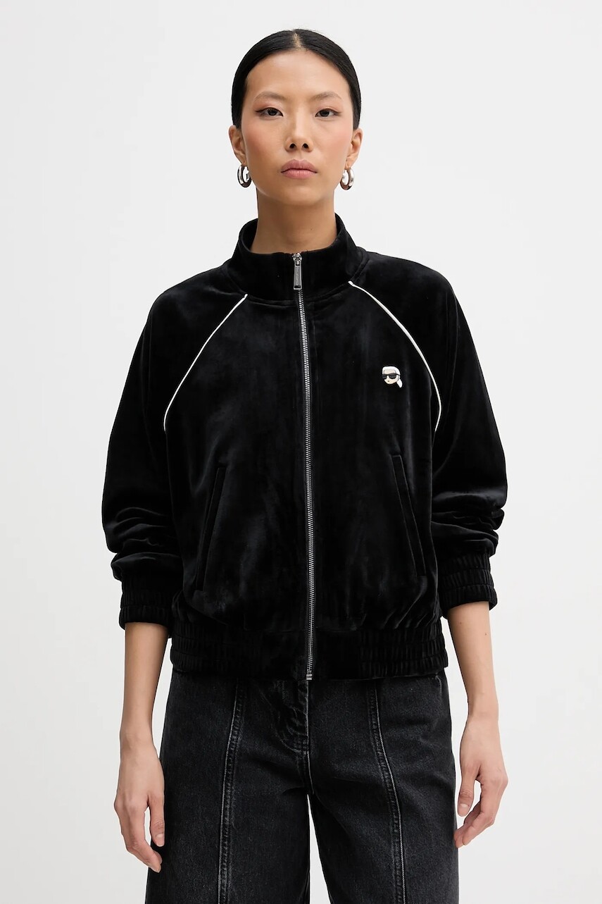 Mikina Karl Lagerfeld IKON čierna farba, jednofarebná, B1W20029