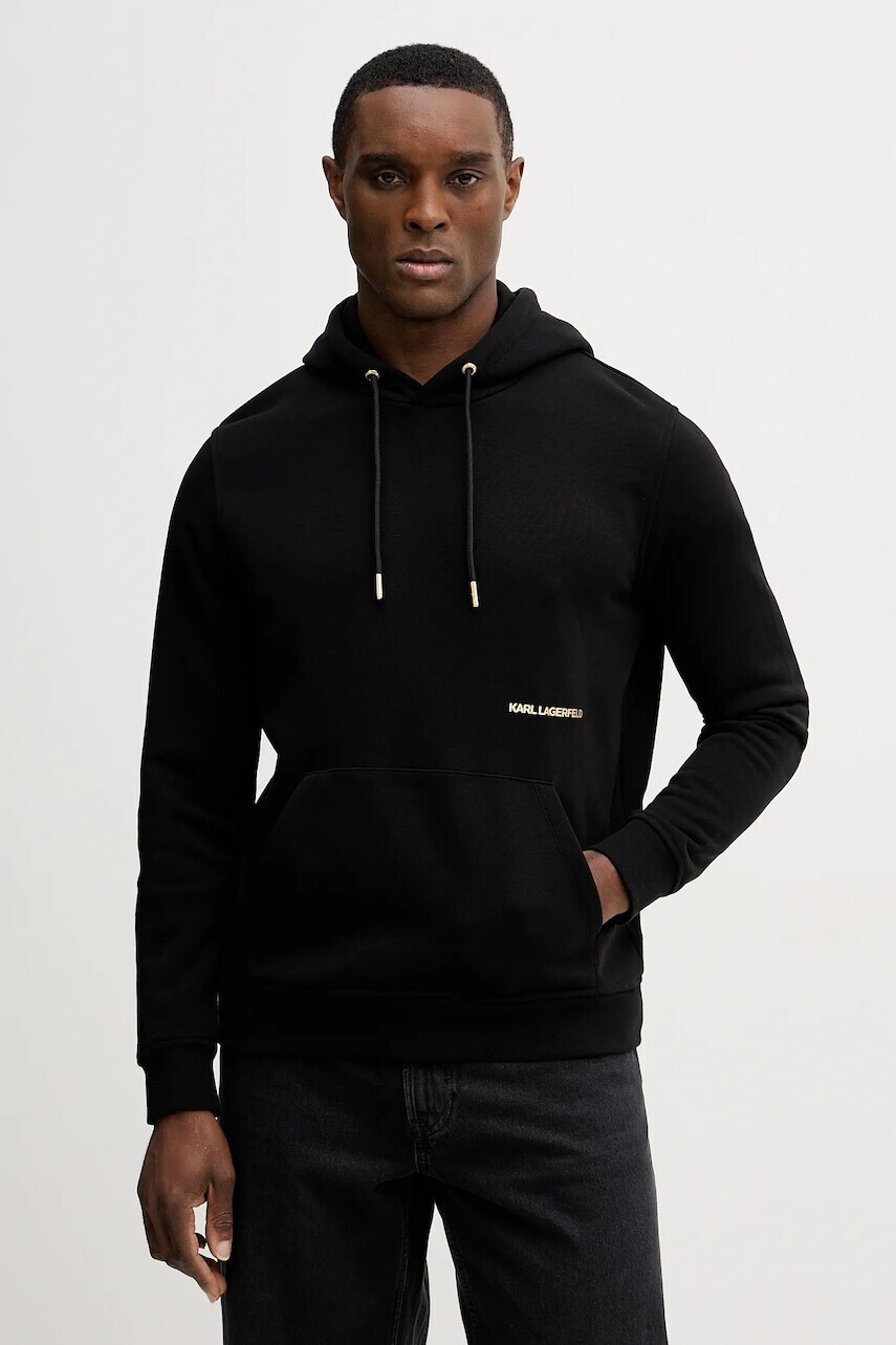 Mikina Karl Lagerfeld čierna farba, s kapucňou, s potlačou, 561910.705005