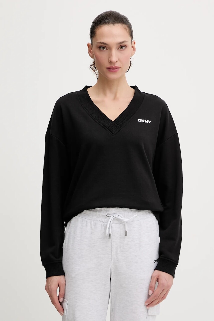 Mikina Dkny čierna farba, s potlačou, DP6T1644