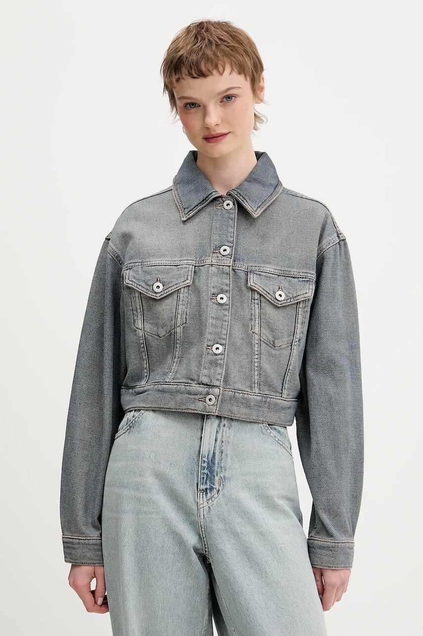 Rifľová bunda Hugo Blue Galatea_B modrá farba, prechodná, oversize, 50553000