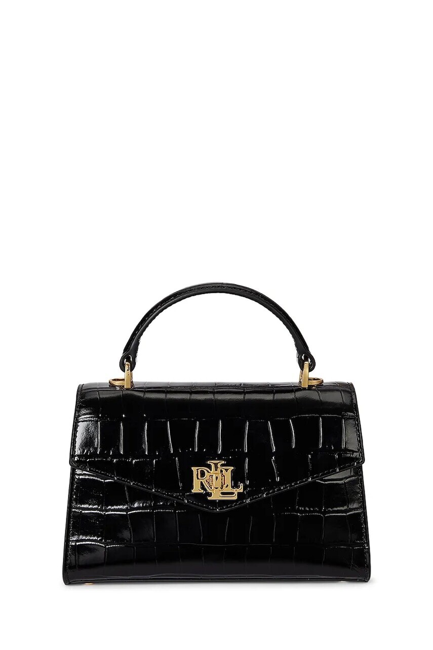 Kožená kabelka Lauren Ralph Lauren čierna farba, 431974462