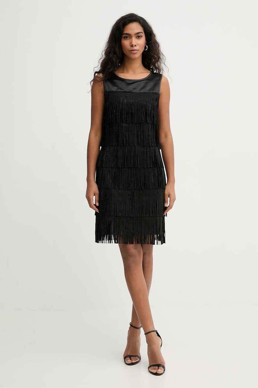 Šaty Karl Lagerfeld čierna farba, mini, rovný strih, B1W13056