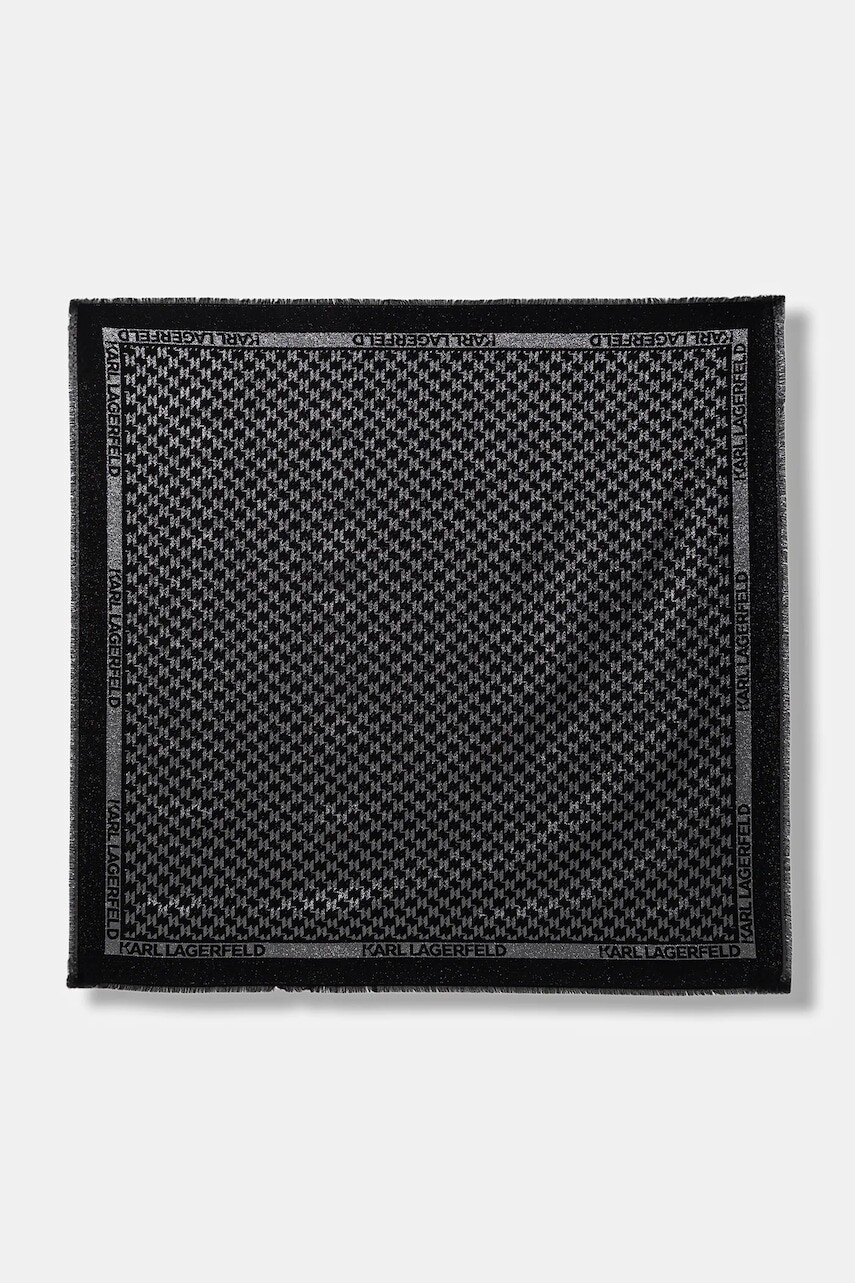 Šatka s hodvábom Karl Lagerfeld K/MONOGRAM čierna farba, jednofarebná, B1W33026