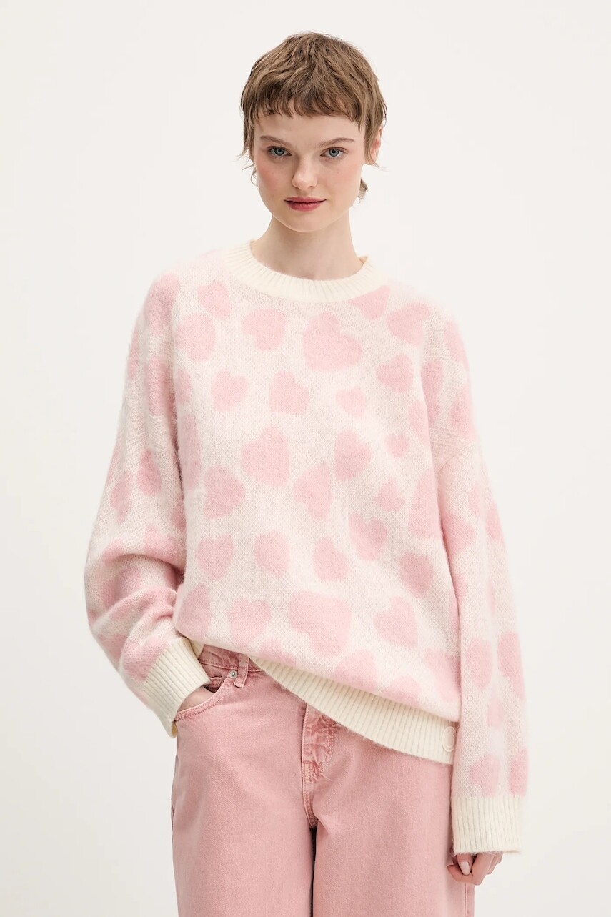 Sveter s prímesou vlny Hugo Blue Sallyna_B ružová farba, 50555441