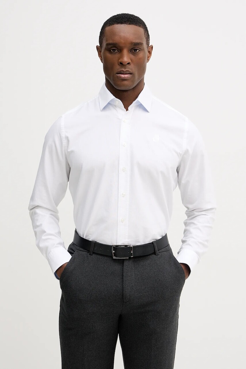 Bavlnená košeľa Karl Lagerfeld biela farba, regular, s klasickým golierom, 561784.605192