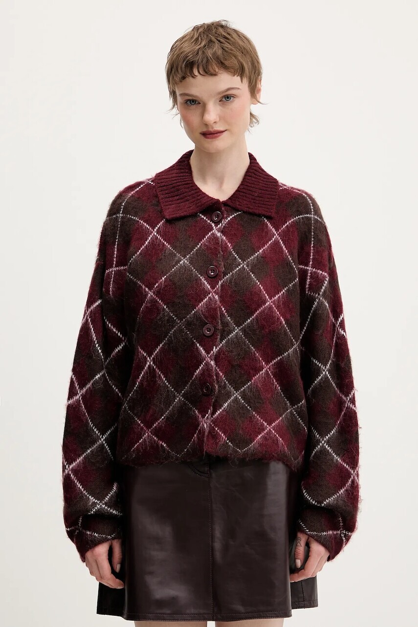 Kardigán The Ragged Priest bordová farba, hrejivý, RPAW251027KW