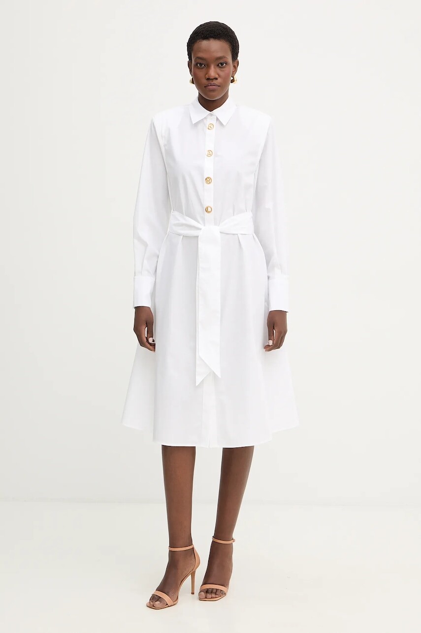 Bavlnené šaty Karl Lagerfeld biela farba, midi, oversize, B1W13026