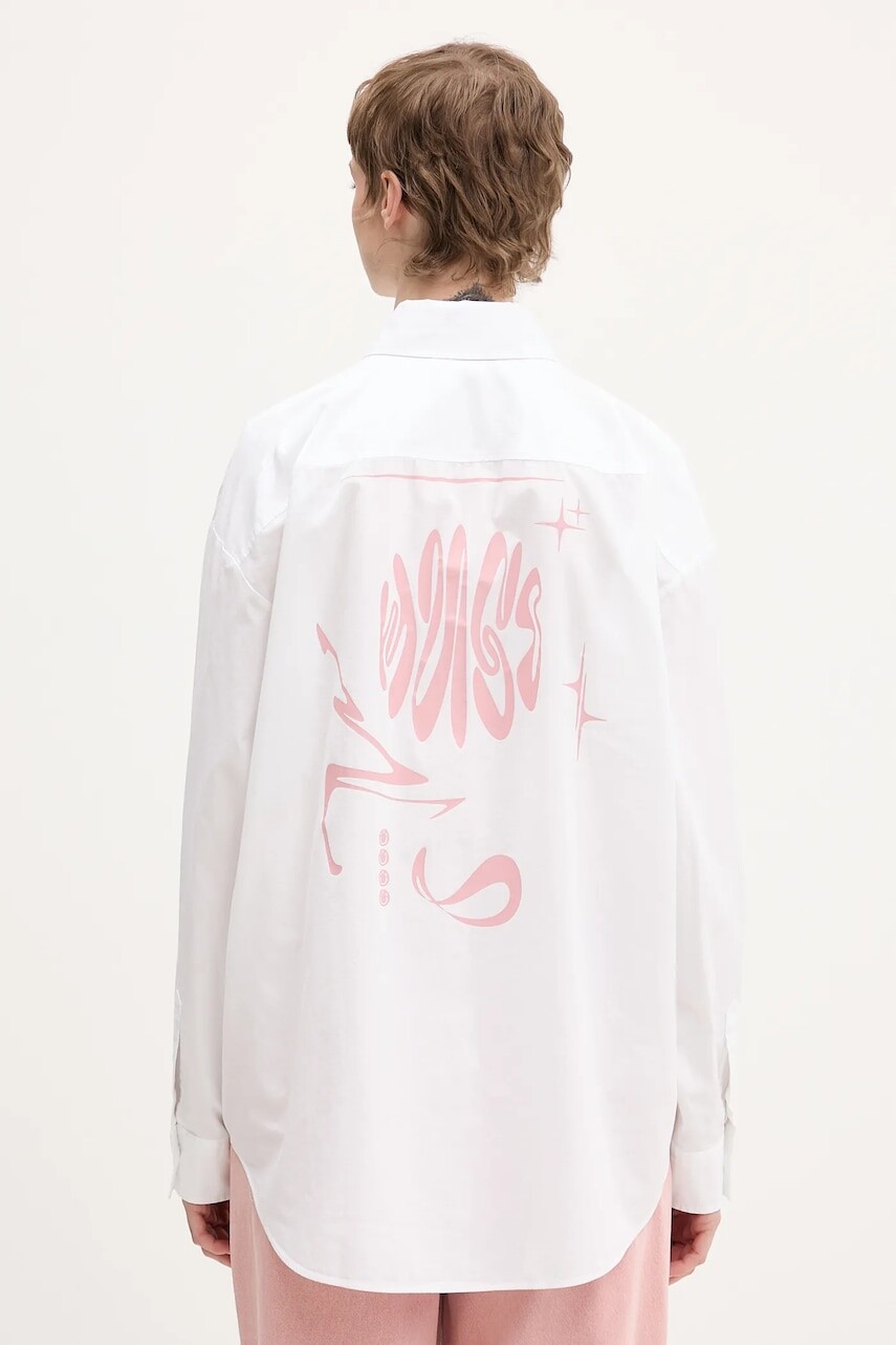 Bavlnená košeľa Hugo Blue Elisana_B biela farba, voľný strih, s klasickým golierom, 50552146