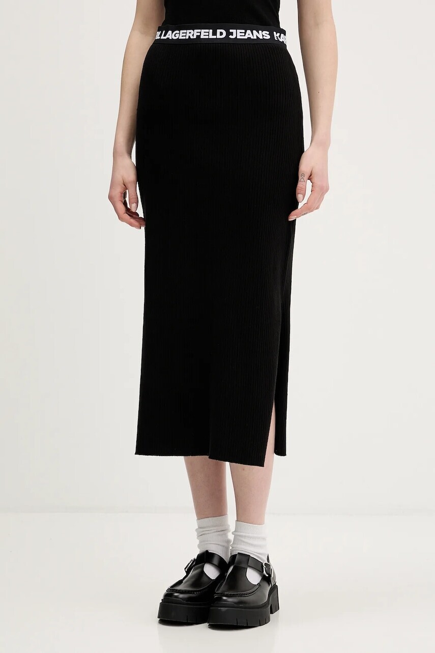 Sukňa Karl Lagerfeld Jeans čierna farba, mini, rovný strih, B1W12021