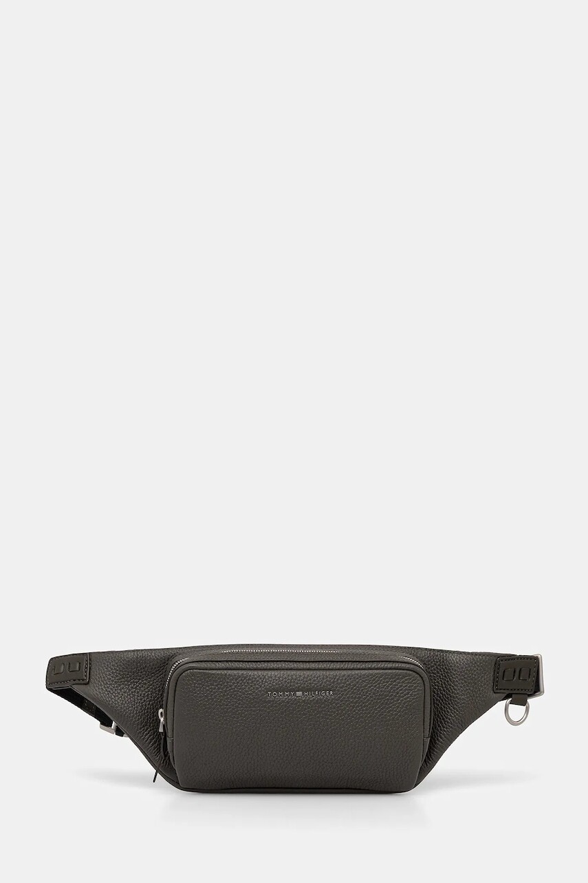 Kožená ľadvinka Tommy Hilfiger zelená farba, AM0AM14023