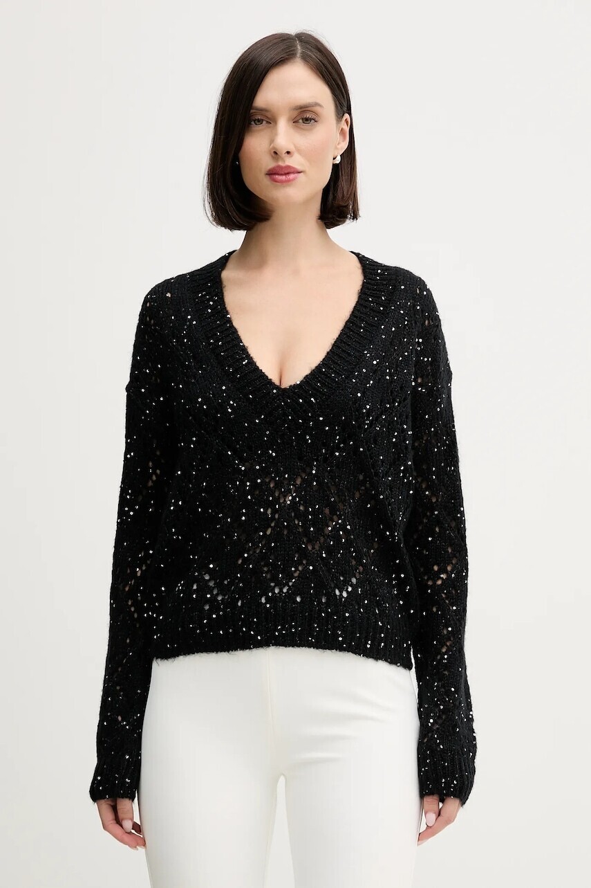 Sveter s prímesou vlny United Colors of Benetton čierna farba, 1LPRD403G