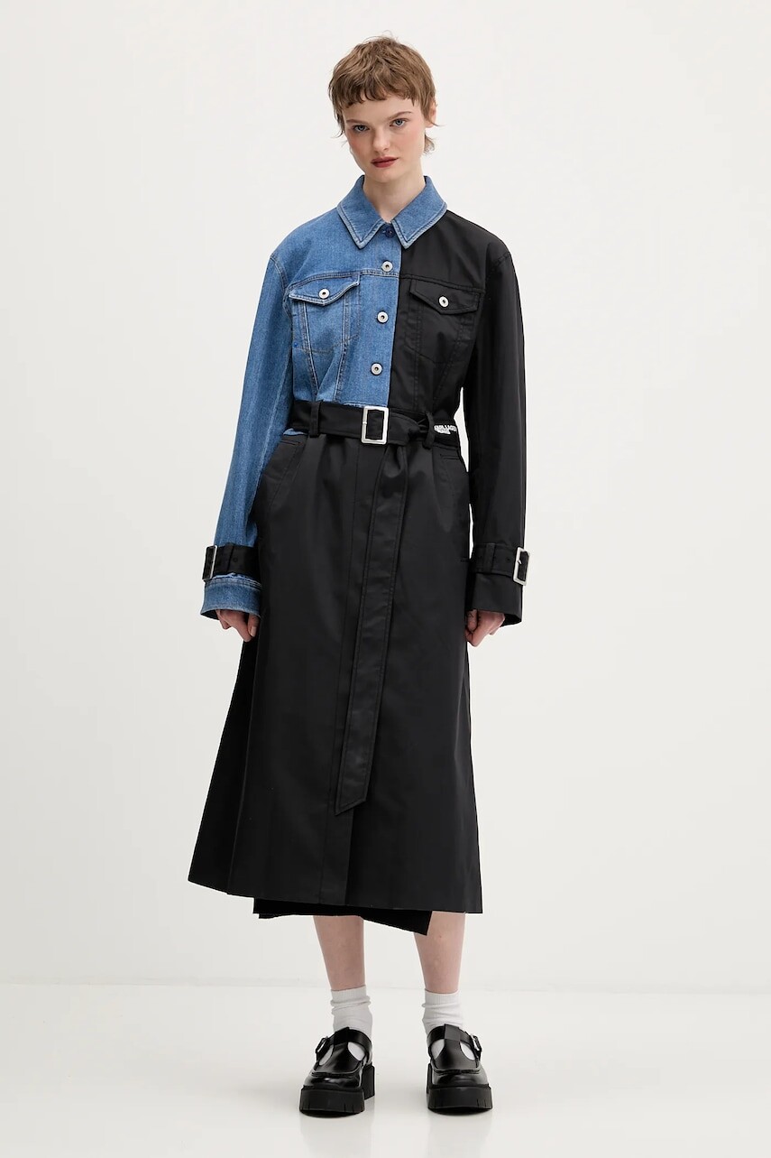 Kabát Karl Lagerfeld Jeans čierna farba, B1W15028