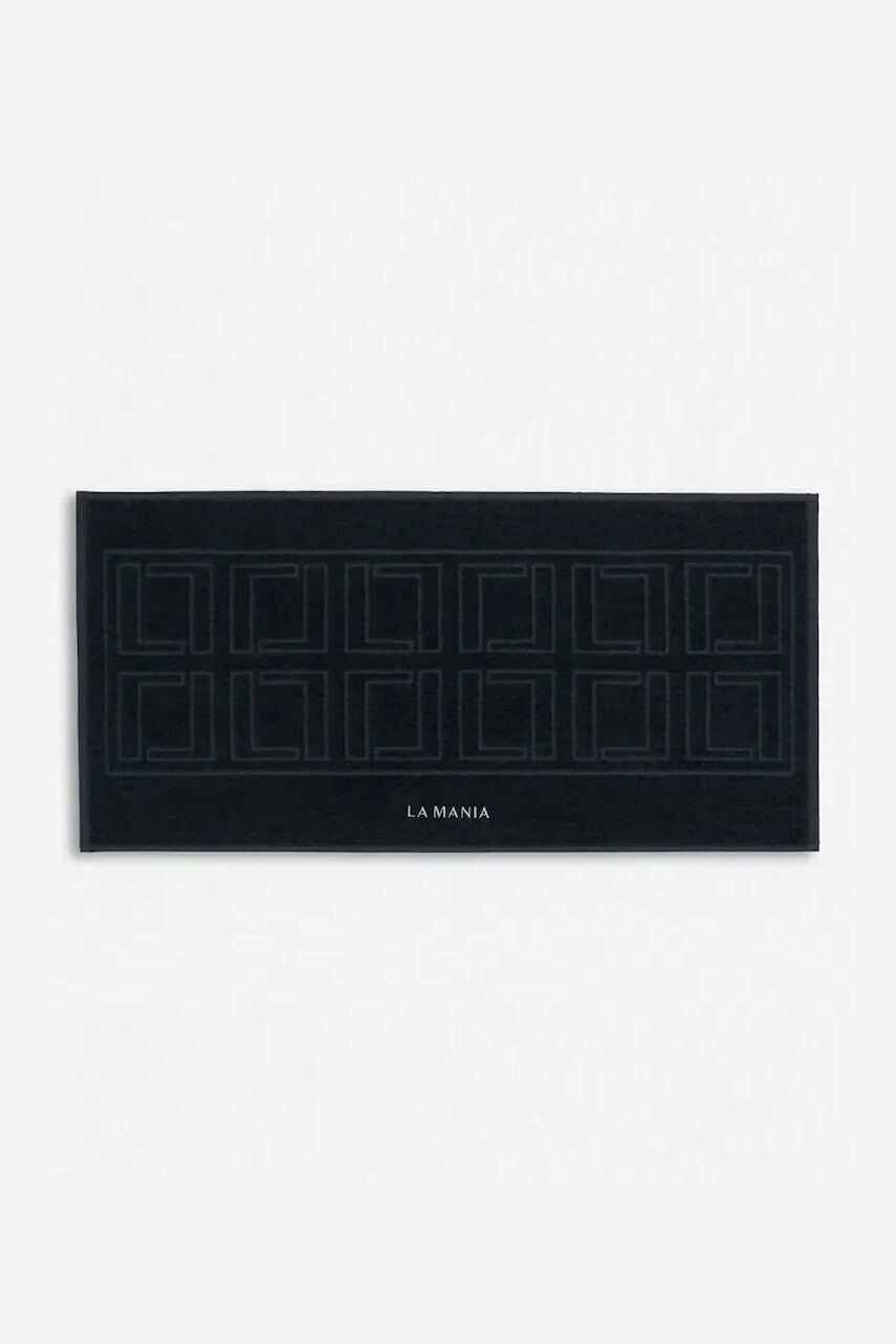 Bavlnený kúpeľňový koberec La Mania Mono Mania 50 x 100 cm čierna farba