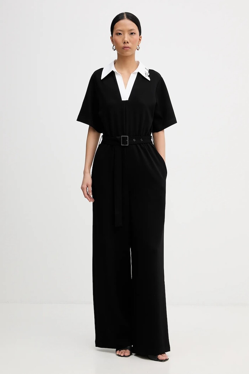 Overal Karl Lagerfeld SIGNATURE čierna farba, s golierom, B1W13031