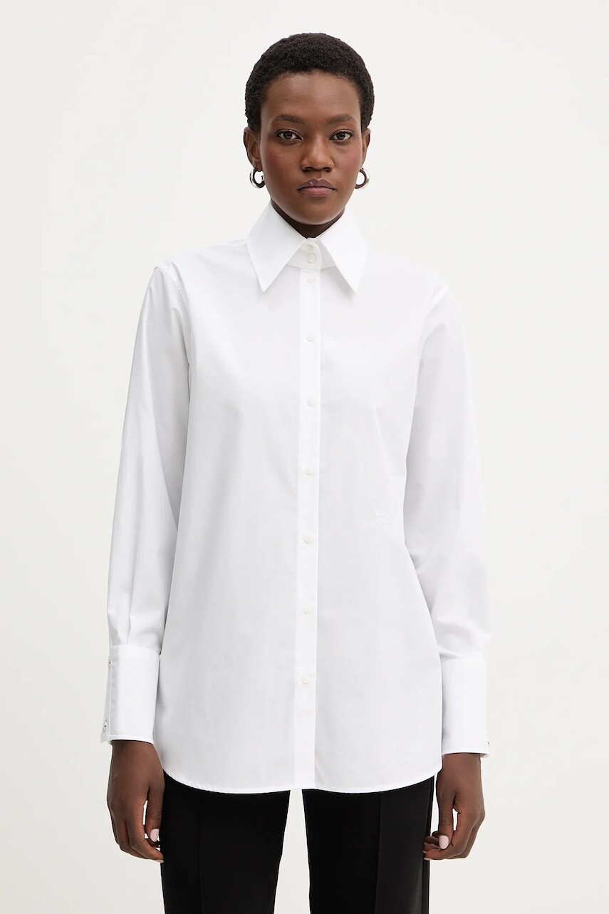 Bavlnená košeľa Karl Lagerfeld biela farba, regular, s klasickým golierom, B1W11010