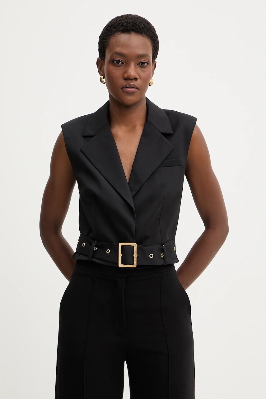 Vesta s prímesou vlny Karl Lagerfeld čierna farba, jednoradová, B1W14009