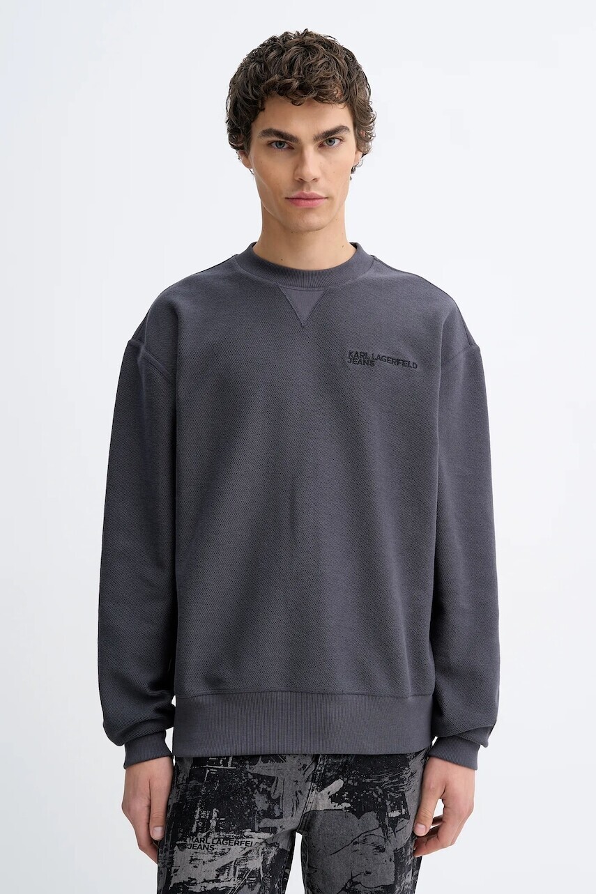 Bavlnená mikina Karl Lagerfeld Jeans šedá farba, jednofarebná, B1M20056