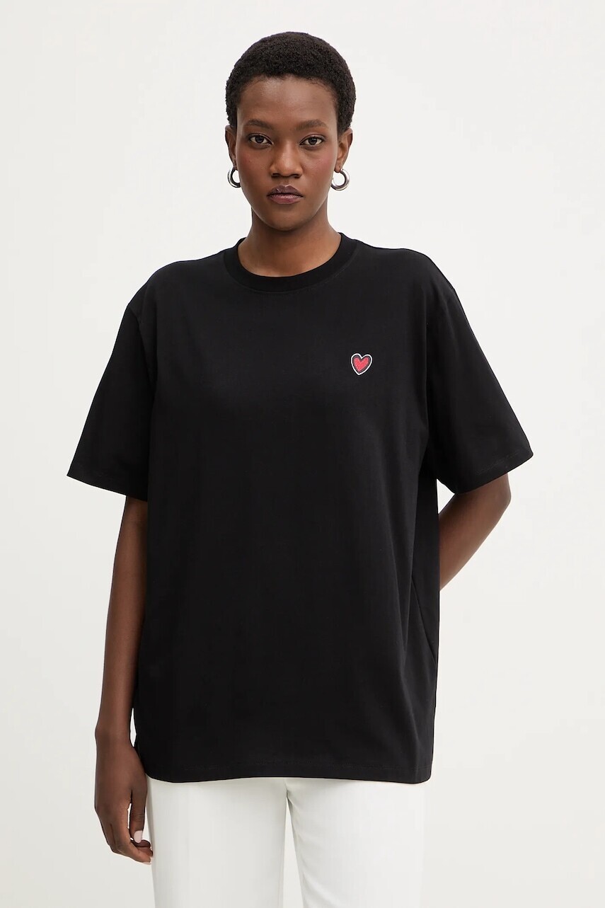 Bavlnené tričko Karl Lagerfeld IKON dámske, čierna farba, B1W17090