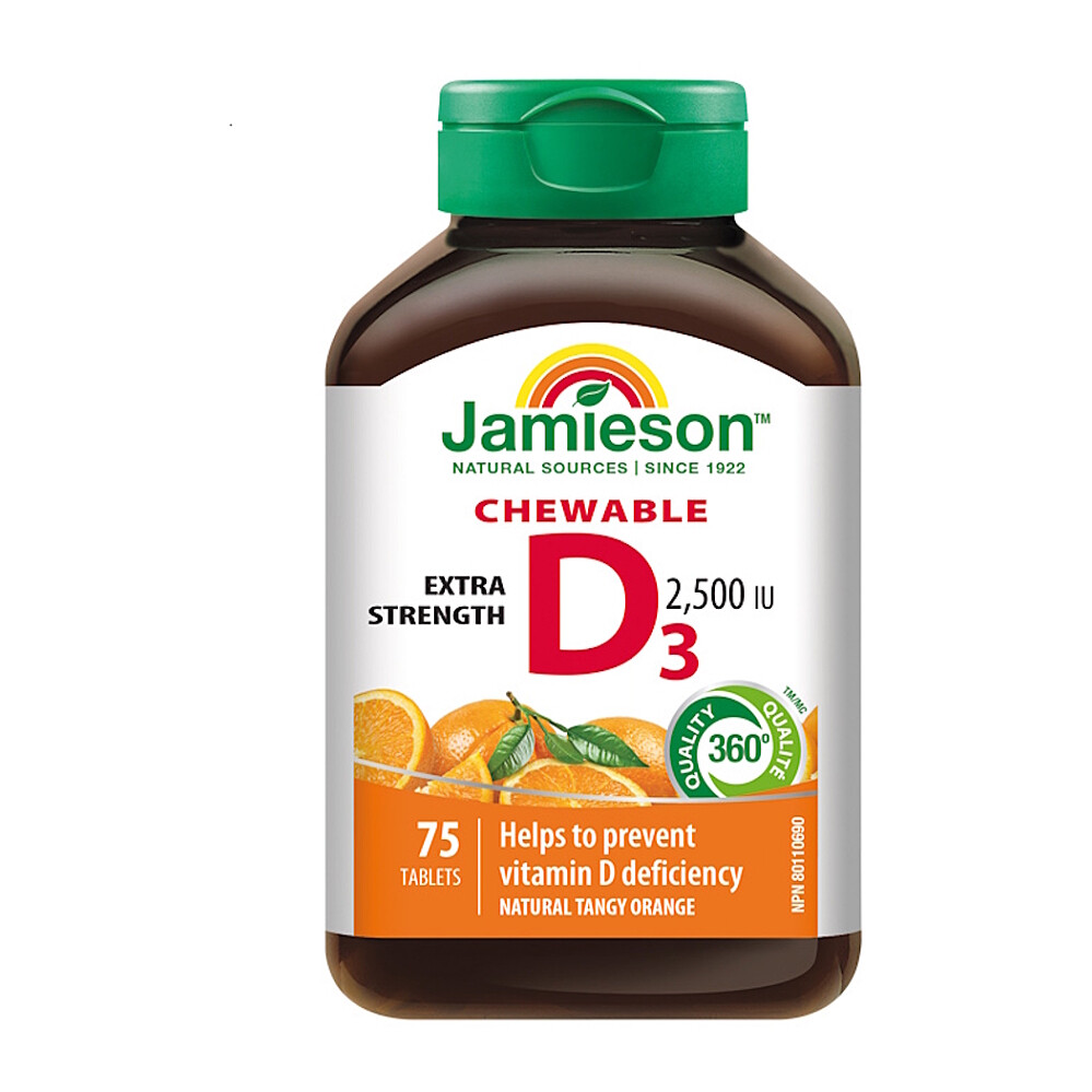 JAMIESON Vitamín D3 2500 IU pomaranč 75 žuvacích tabliet