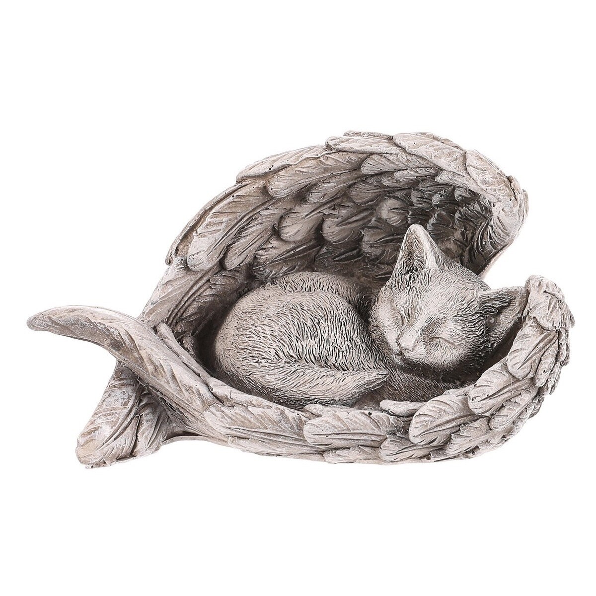 Pietna dekorácia Mačka v krídlach, polyresin, sivá, 13 x 7 x 8 cm