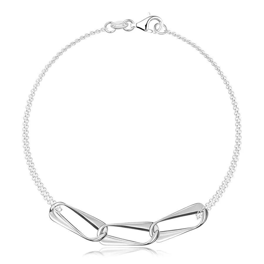 Strieborný náramok 925 – známka z oválnych očiek, jemná retiazka