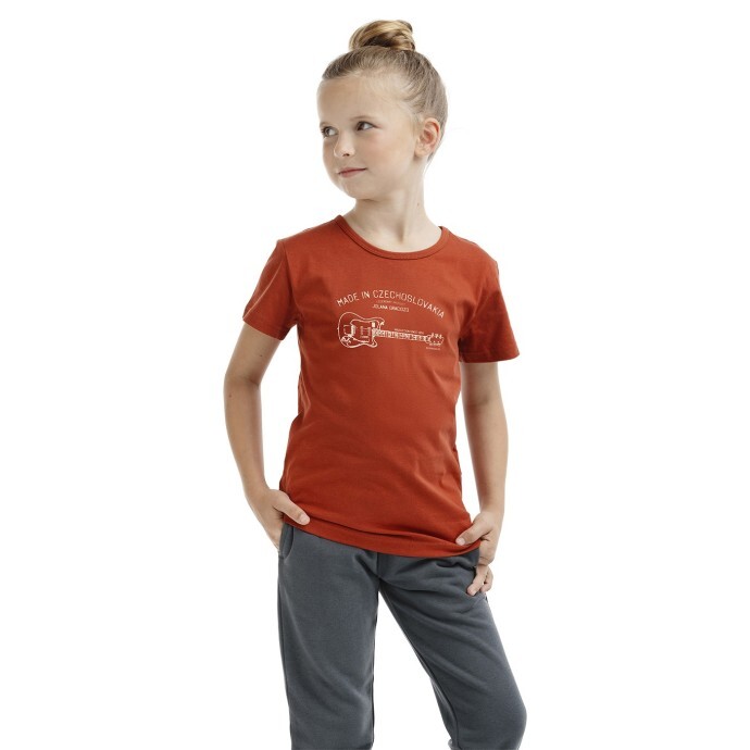 Bushman Detské tričko s hudobnou potlačou Guitarra, terracotta 116