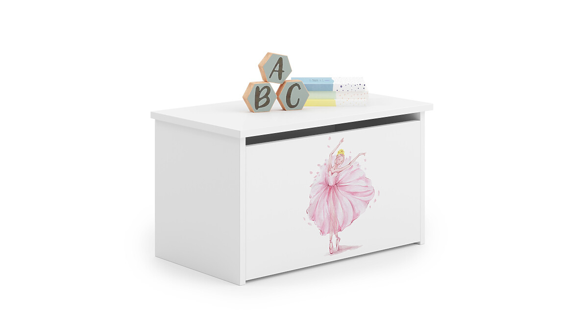 Truhlica na hračky Daria biela s potlačou Princezná