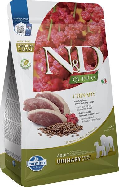 Farmina N&D dog QUINOA (GF) adult med/max urinary , duck & cranberry 2 kg