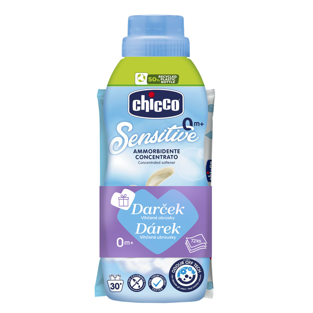 CHICCO Aviváž koncentrovaná Sladký Púder 750 ml + vlhčené obrúsky 72 ks zadarmo