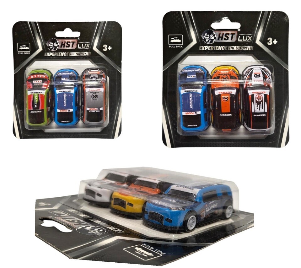 Auto kovové na spätné natiahnutie 7cm 3ks