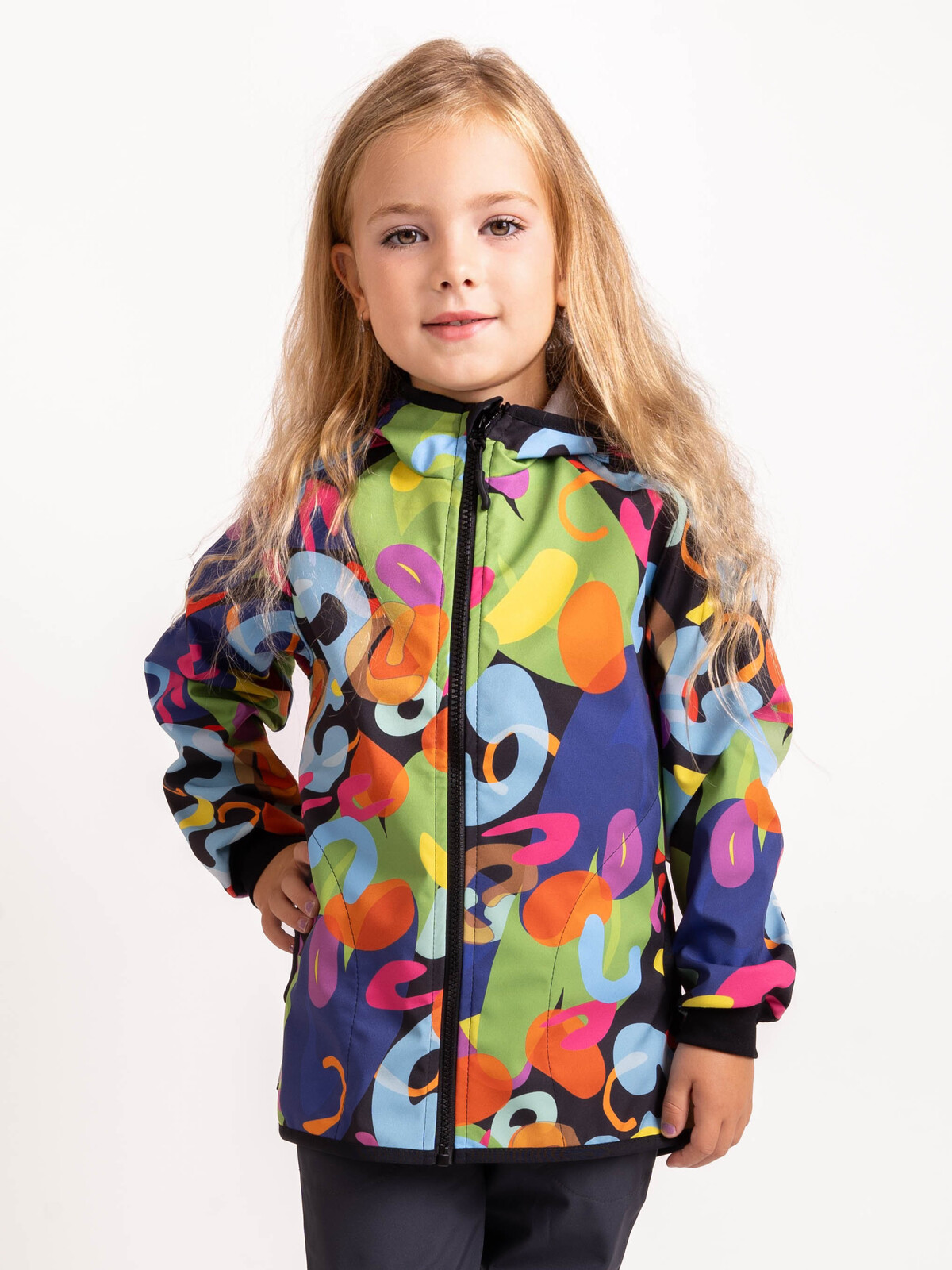 Unuo Unuo, Detská softshellová bunda s fleecom Basic, Farebný svet Veľkosť: 104/110 8596227149223