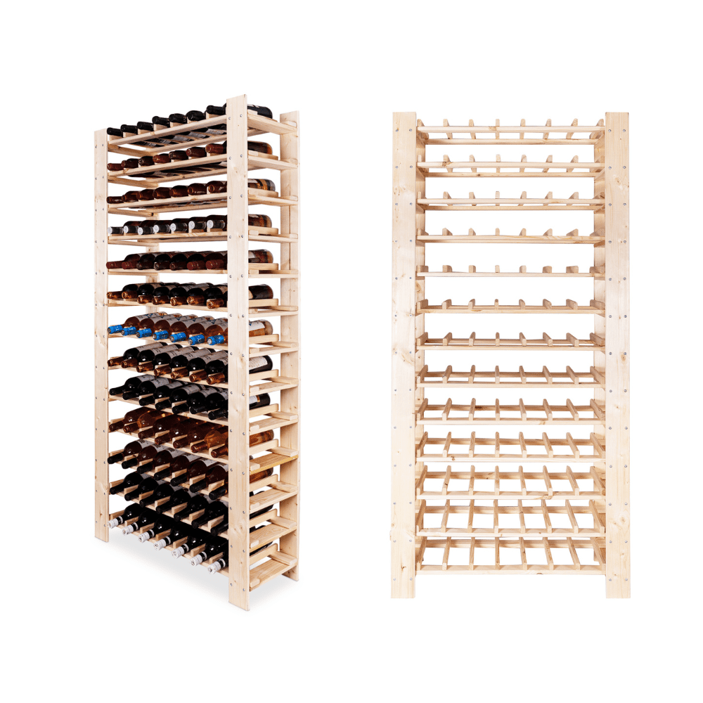 DREVENÝ REGÁL NA VÍNO RW-5-3 BOROVICA - bez povrchovej úpravy