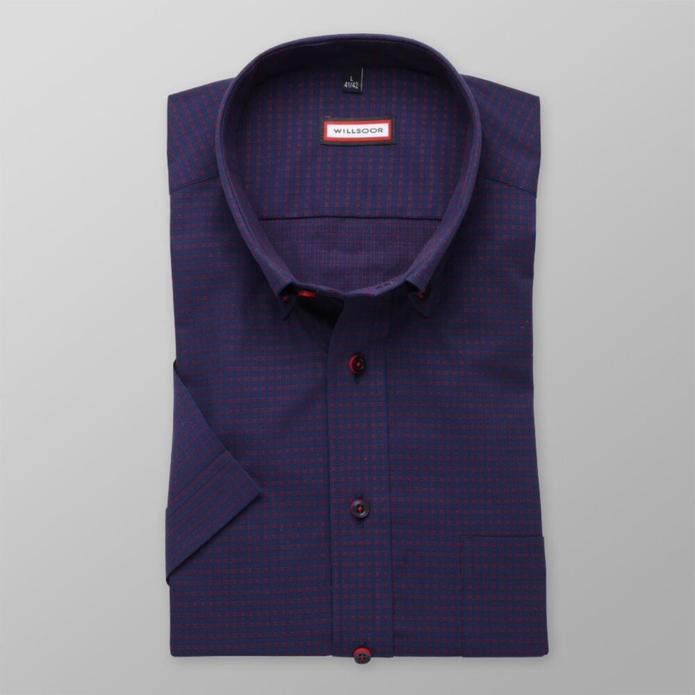 Pánska slim fit košeľa s krátkym rukávom (výška 176-182) 8065 v modré farbe s úpravou easy care