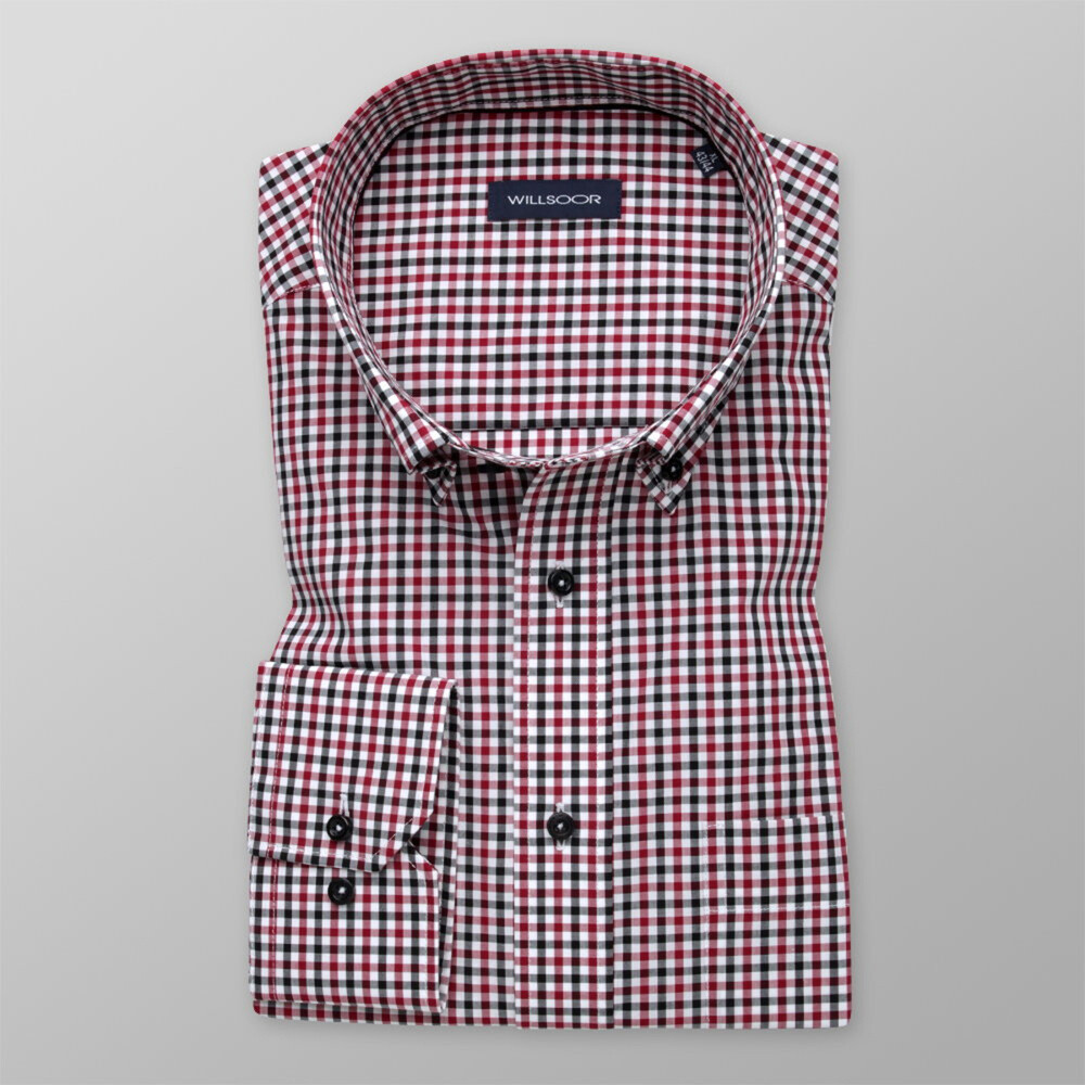 Pánska košeľa klasická s červeným a čiernym vzorom 11997