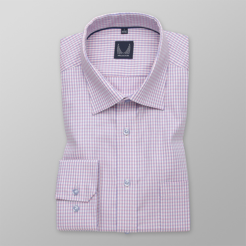 Pánska košeľa Slim Fit s modrým a ružovým vzorom 12342