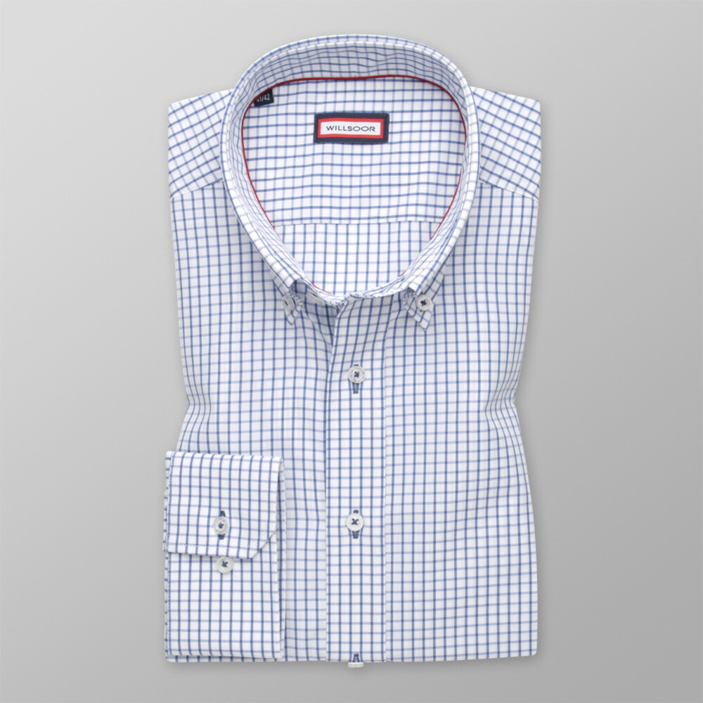 Pánska košeľa Slim Fit s modrým kockovaným vzorom 12389