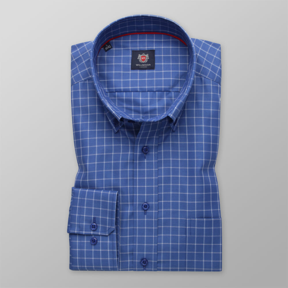 Klasická pánska košeľa tmavomodrá s károvaným vzorom 13237
