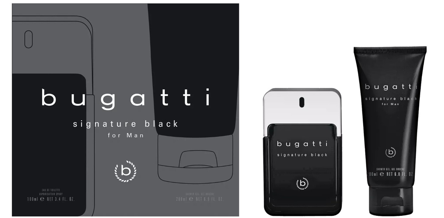 Bugatti Signature Black - EDT 100 ml + sprchový gél 200 ml