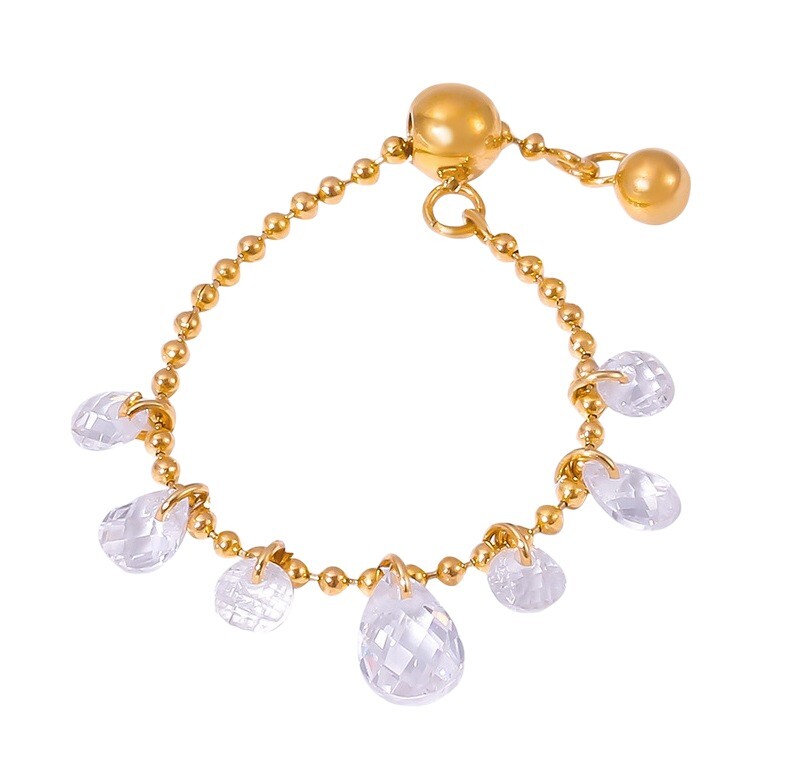 Troli Trblietavý retiazkový prsteň z pozlátenej ocele