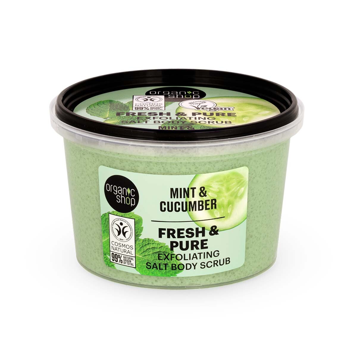 Organic Shop Exfoliačný telový peeling Mäta a uhorka (Body Scrub) 250 ml