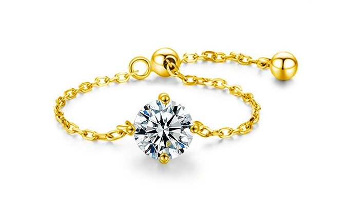 Troli Retiazkový pozlátený prsteň s kryštálom