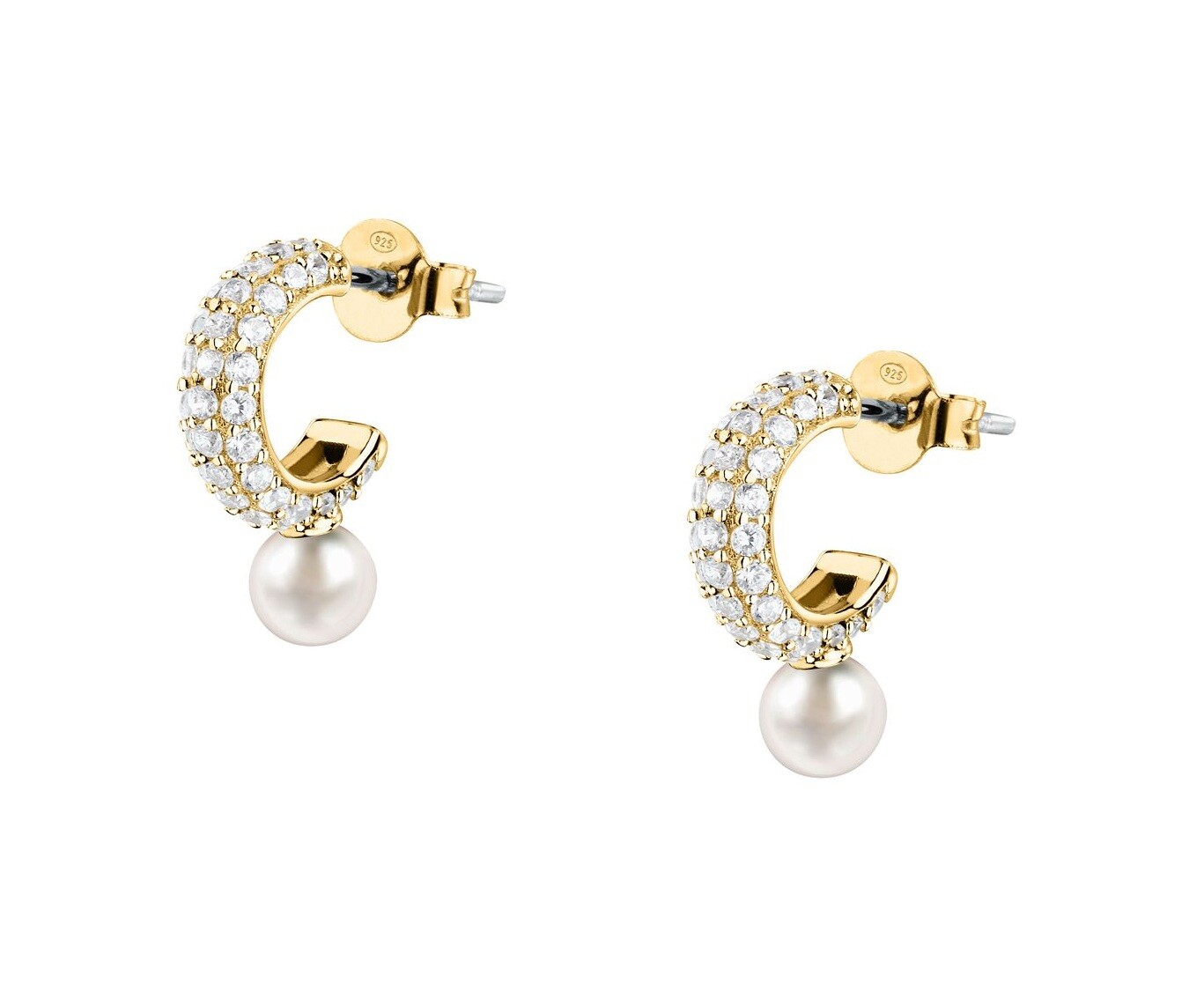 Morellato Pozlátené náušnice s pravou perlou a kubickými zirkónmi Perla SXU53