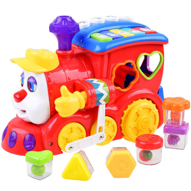 Interaktívna lokomotíva so svetlom a farebnými kockami