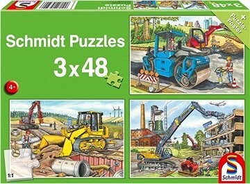 SCHMIDT Puzzle pre najmenších – Na stavenisku 3× 48 dielikov