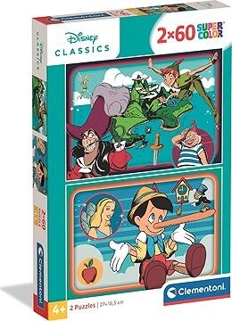 CLEMENTONI Puzzle Klasické Disney rozprávky 2× 60 dielikov