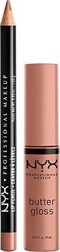 NYX PROFESSIONAL MAKEUP Slim Lip Pencil 60 Peekaboo Neutral 1 g + Butter Gloss 14 Madeleine 8 ml