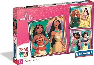 CLEMENTONI Puzzle Disney princezné 3× 48 dielikov