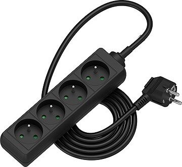 AlzaPower predlžovací prívod 230 V 4 zásuvky 2 m čierny
