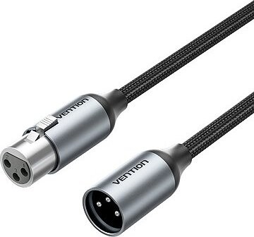 Vention XLR Audio Extension Cable 5M Gray Aluminum Alloy Type